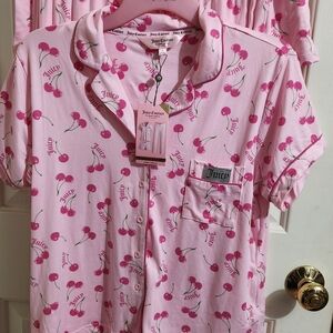 Juicy Couture Pink Cherry Pajama 3 Pc Set NWT LARGE